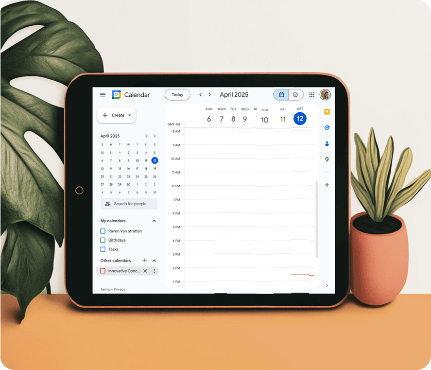 Screenshot of Pirch's weekly calendar view showing drag-and-drop lesson planning interface